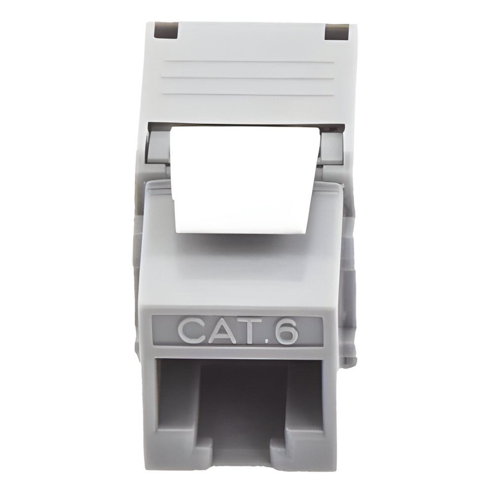 Módulo Jack Keystone Cat6 (Toolless), con Terminación en Ángulo 180 Grados Color Gris, Compatible con Faceplate y Patchpanel Linkedpro