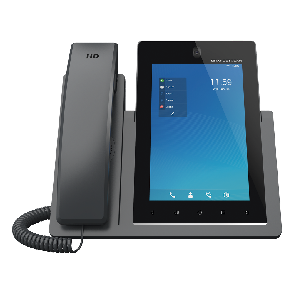 Teléfono IP Android 11, 16 líneas SIP con 16 cuentas, pantalla táctil 7", puertos Gigabit, Wi-Fi, Bluetooth, PoE, codec Opus, IPV4/IPV6 con gestión