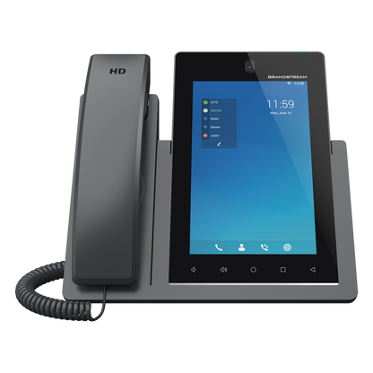 Teléfono IP Android 11, 16 líneas SIP con 16 cuentas, pantalla táctil 7", puertos Gigabit, Wi-Fi, Bluetooth, PoE, codec Opus, IPV4/IPV6 con gestión