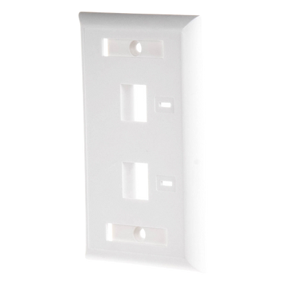 Placa de Pared de 2 Puertos, Keystone, con Espacio para Etiqueta, Color Blanco