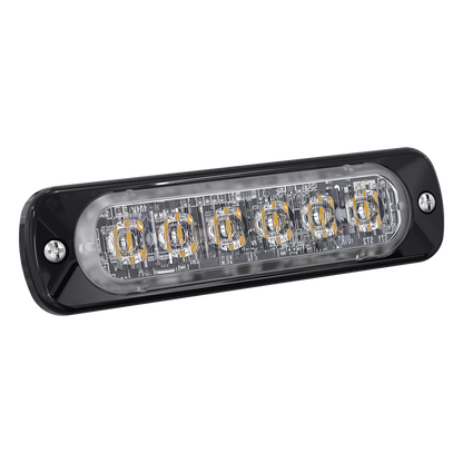 Luz Auxiliar de 6 LED, Rojo, Lente Transparente, SAE