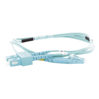 Jumper de Fibra Óptica Multimodo OM3 50/125 LC-SC OFNR (Riser), 2.0 mm, Dúplex, Aqua, 1 metro (3.28 pies)