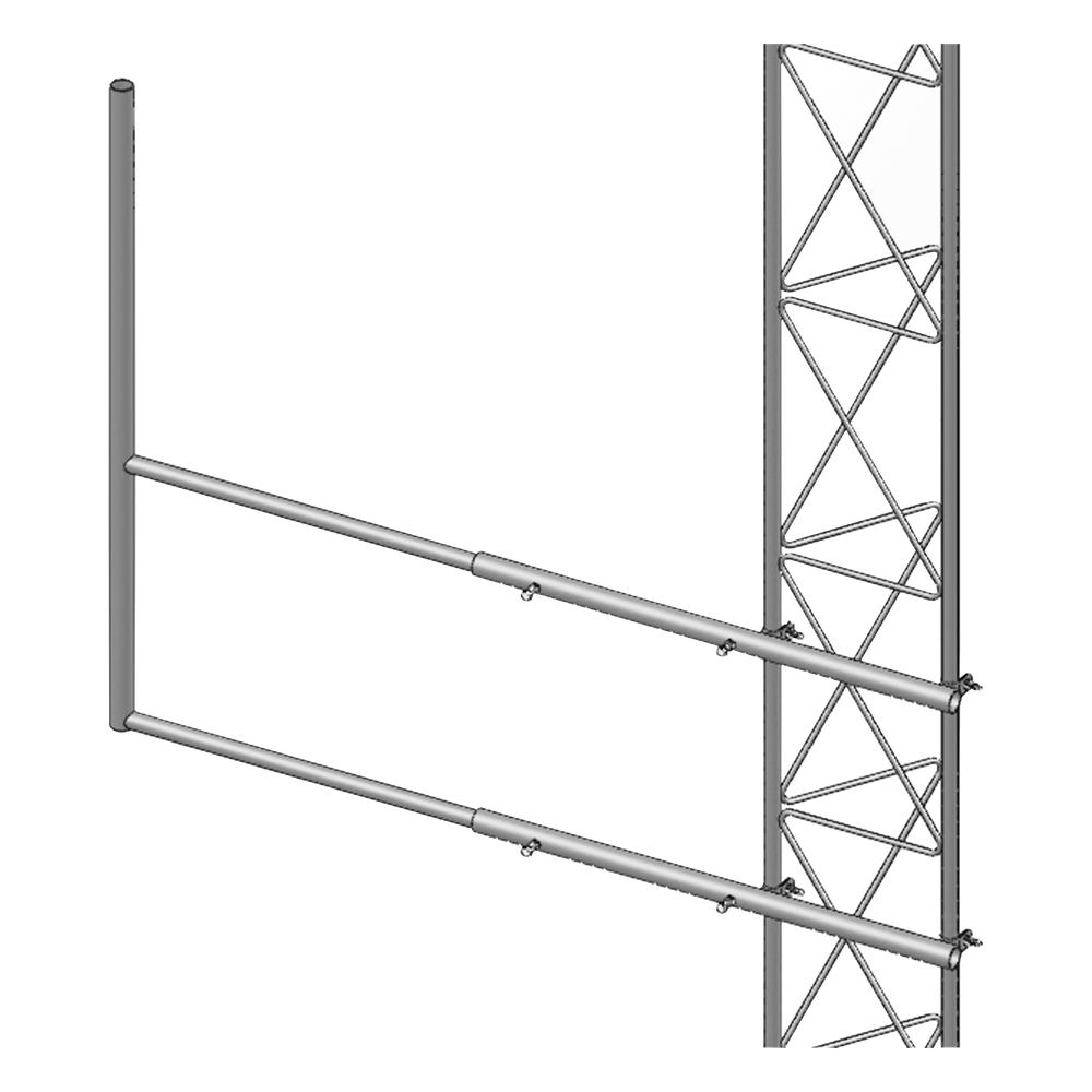 Brazo tipo "F" para tramos STZ-30, galvanizado por electrólisis.