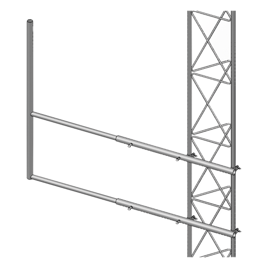 Brazo tipo "F" para tramos STZ-30, galvanizado por electrólisis.