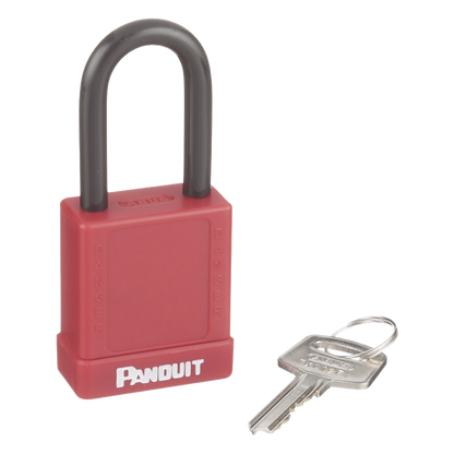 Candado de Bloqueo LOTO de Seguridad Dieléctrico, Con Llave Única, Diámetro de 6.5 mm, Color Rojo