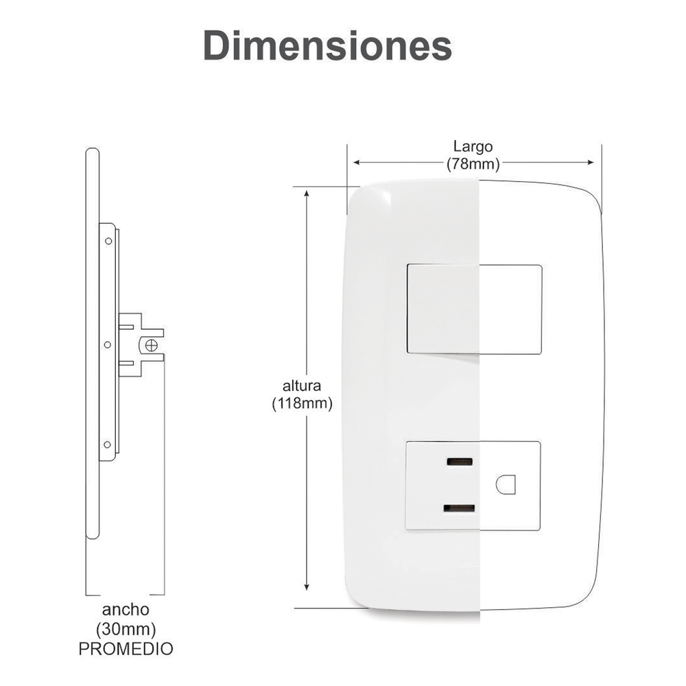 Contacto Sencillo de 127 V~60 HZ 15 A/ Color Blanco.