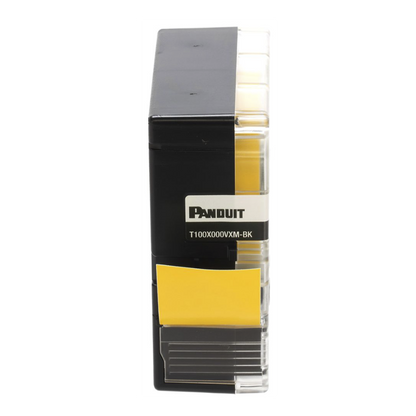 Casete de Etiquetas de Vinilo de Cinta Continua, Color Negro Sobre Amarillo, Uso Interior/Exterior, 24 mm (0.94 Pulgadas) de Ancho x 7 Metros (23