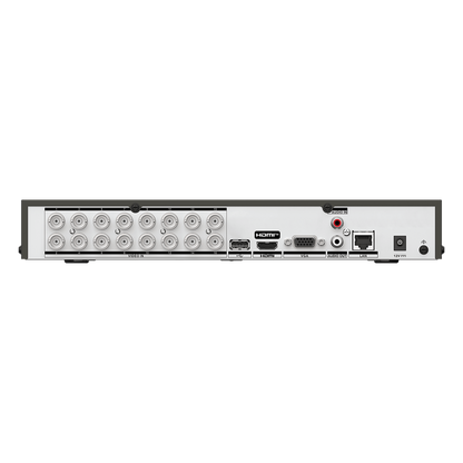 DVR 16 Canales TURBOHD + 16 Canales IP / 8 Megapixel (4K) / Audio Bidireccional / ACUSENSE / Audio Bidireccional / 1 Bahía de Disco Duro / Salida de