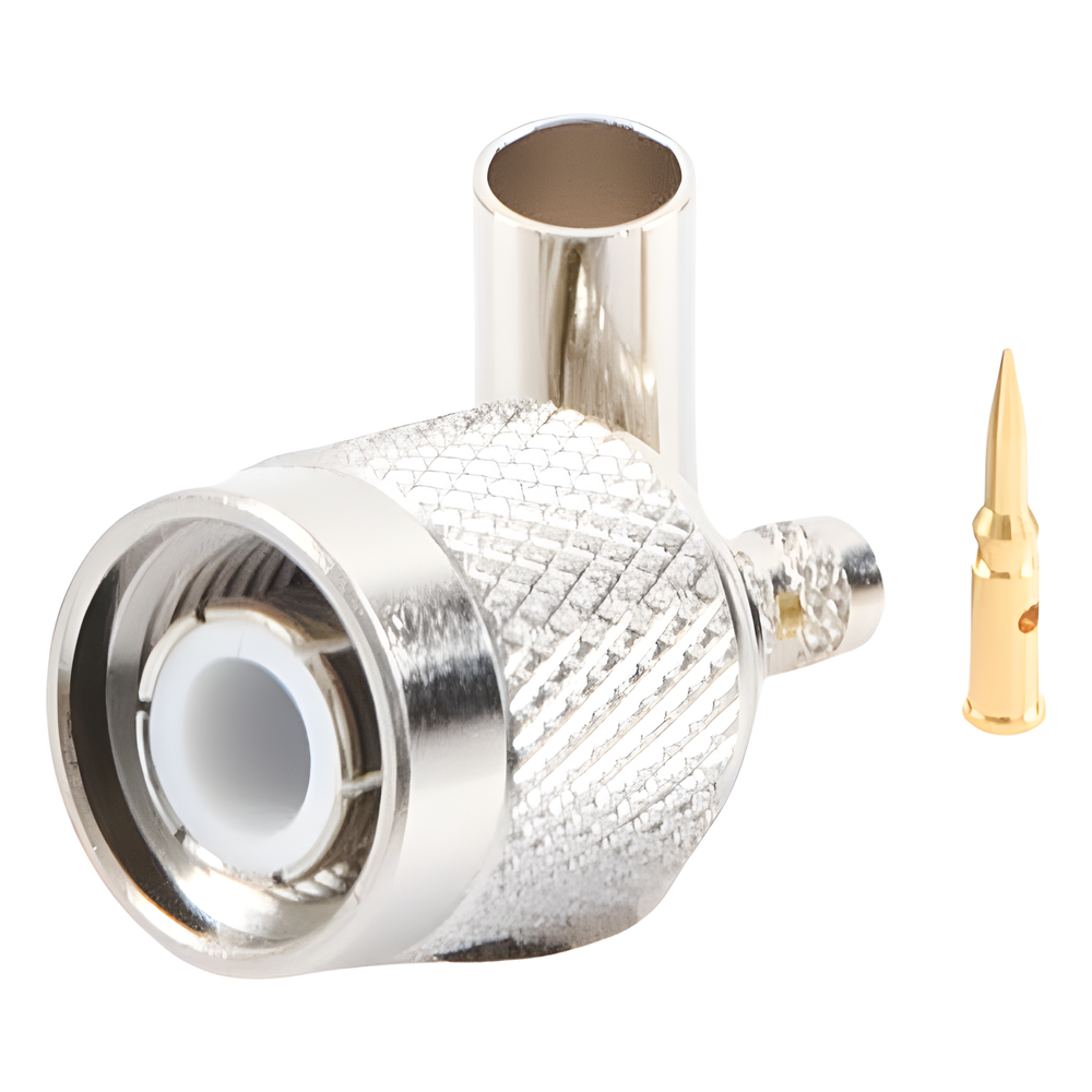 Conector TNC Macho de Anillo Plegable para Cables RG-58/U, RG-142/U, LMR-195, Níquel/ Oro/ Teflón