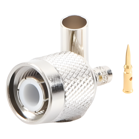 Conector TNC Macho de Anillo Plegable para Cables RG-58/U, RG-142/U, LMR-195, Níquel/ Oro/ Teflón
