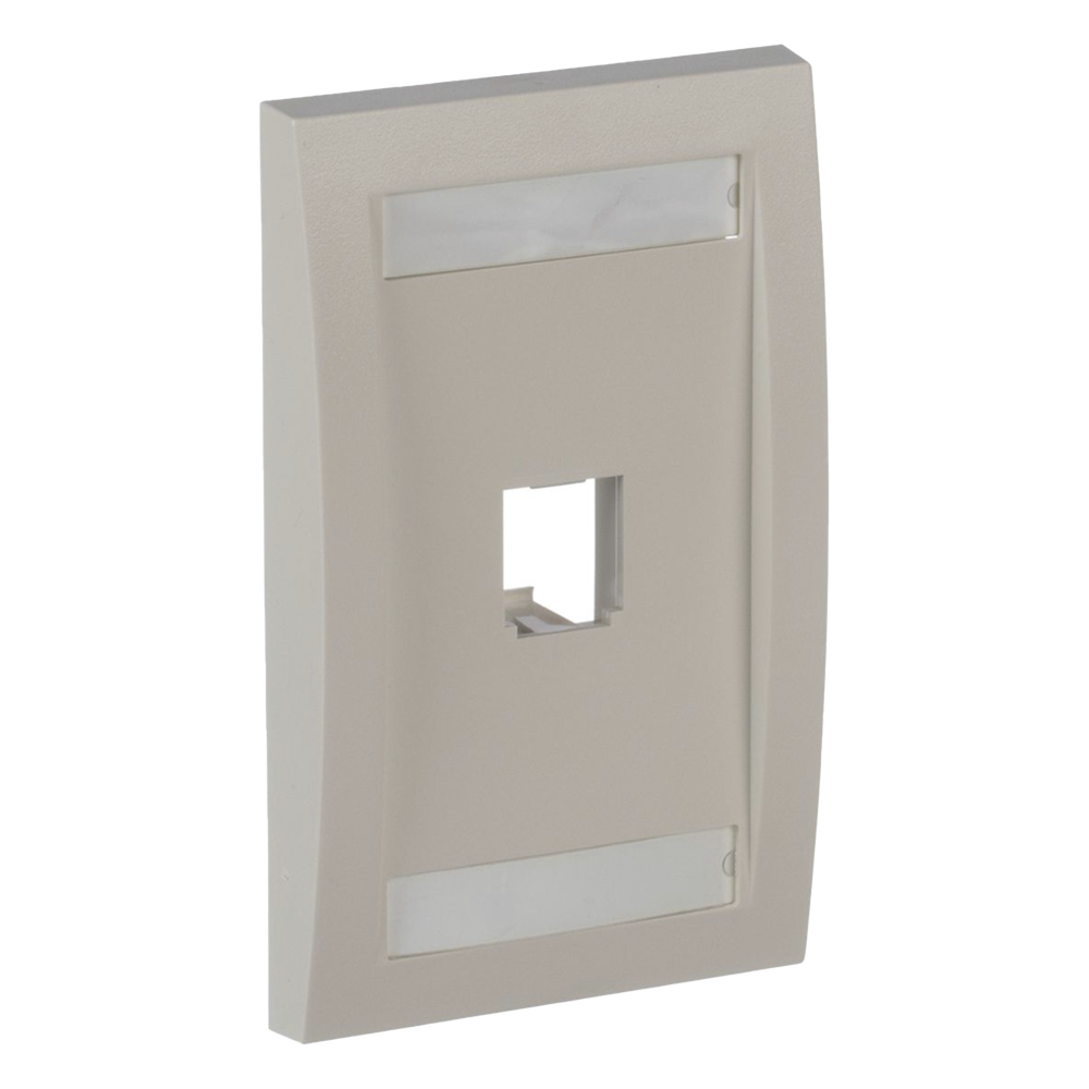 Placa de Pared Vertical Ejecutiva, Salida Para 1 Puerto Mini-Com, Con Espacios Para Etiquetas, Color Blanco Mate