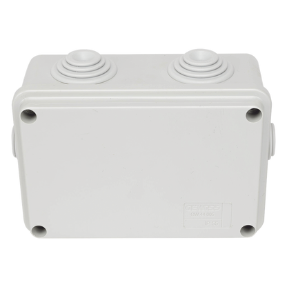 Caja Estanca de PVC Para Derivación y Conexión, 6 Entradas, Tapa Atornillada, 120x80x50 mm (Área interna), Uso Exterior IP55, Material que no Propaga