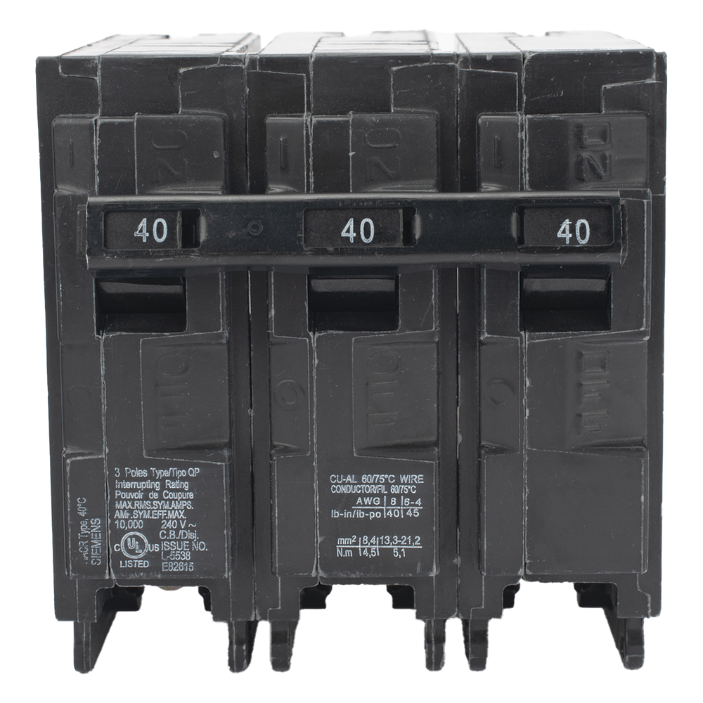 Interruptor automático enchufable tipo QP 3 polos, 40 amp