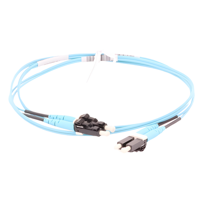 Jumper de Fibra Optica Multimodo 50/125 OM3, LC-LC Duplex, OFNR (Riser), Color Aqua, 2 Metros (6.56 Pies)