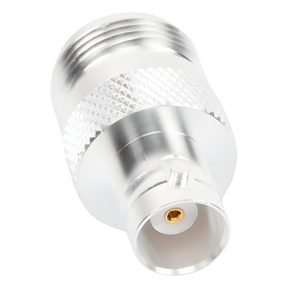 Adaptador en Línea, de Conector N Hembra a BNC Hembra, Plata/ Oro/ Teflón