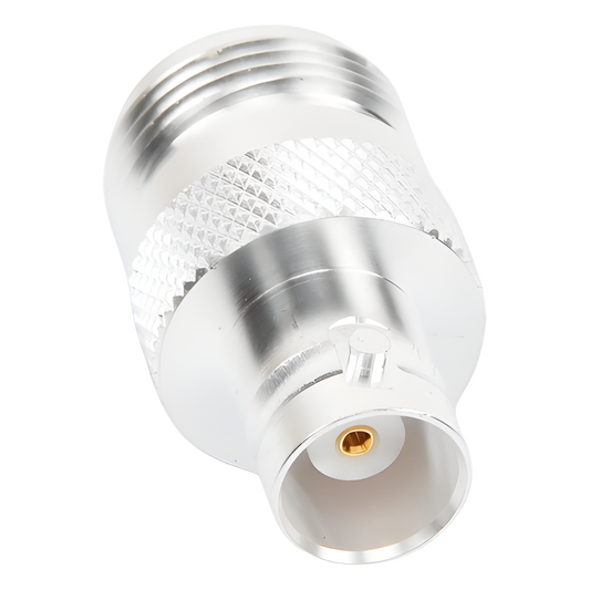 Adaptador en Línea, de Conector N Hembra a BNC Hembra, Plata/ Oro/ Teflón