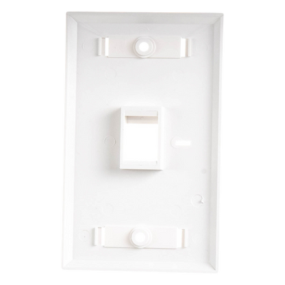 Placa de Pared de 1 Puerto, Keystone, con Espacio para Etiqueta, Color Blanco