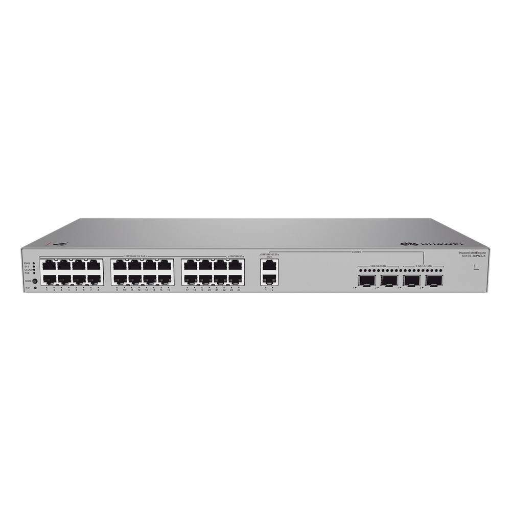 Switch Gigabit Administrable PoE Capa 3 / 24 Puertos 10/100/1000 Mbps (22 PoE) / 2 Puertos 2.5GE (PoE) combo 2 Puertos SFP 2.5GE /2 Puertos SFP+ 10GE