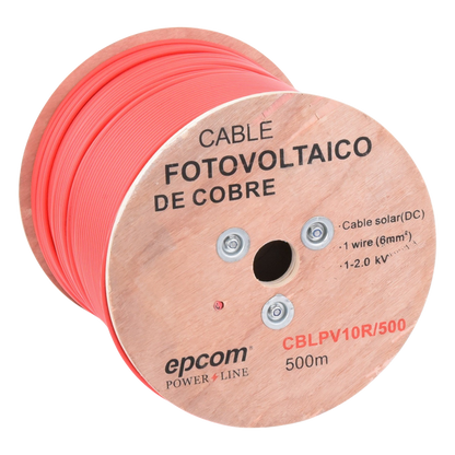 Carrete de 500 Metros / Cable Fotovoltaico Rojo / Material COBRE / 6mm² (10AWG) / 2000 Vcc