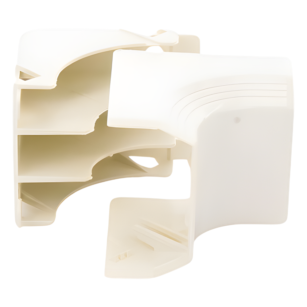 Esquinero interior, para uso con canaleta T45, Material PVC Rígido, Color Blanco Mate