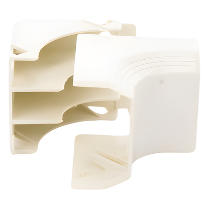 Esquinero interior, para uso con canaleta T45, Material PVC Rígido, Color Blanco Mate
