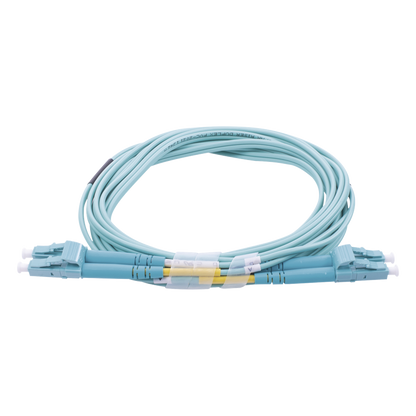 Jumper de Fibra Óptica Multimodo OM4 50/125 LC-LC OFNR (Riser), 2.0 mm, Dúplex, Aqua, 3 Metros (9.84 Pies)