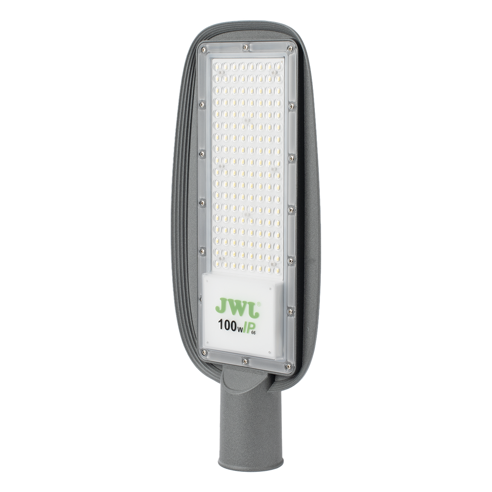 Luminaria LED de 100 W / 100 - 265 V CA~50/60 Hz / Fotocelda / Color Blanco/ Dimensiones 200 x 465 x 78 mm / Ángulo de Luz 135°.