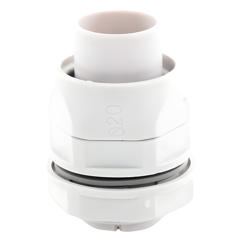 Conector (Racor) de tubería flexible a caja, PVC Auto-Extinguible de 20 mm, IP55