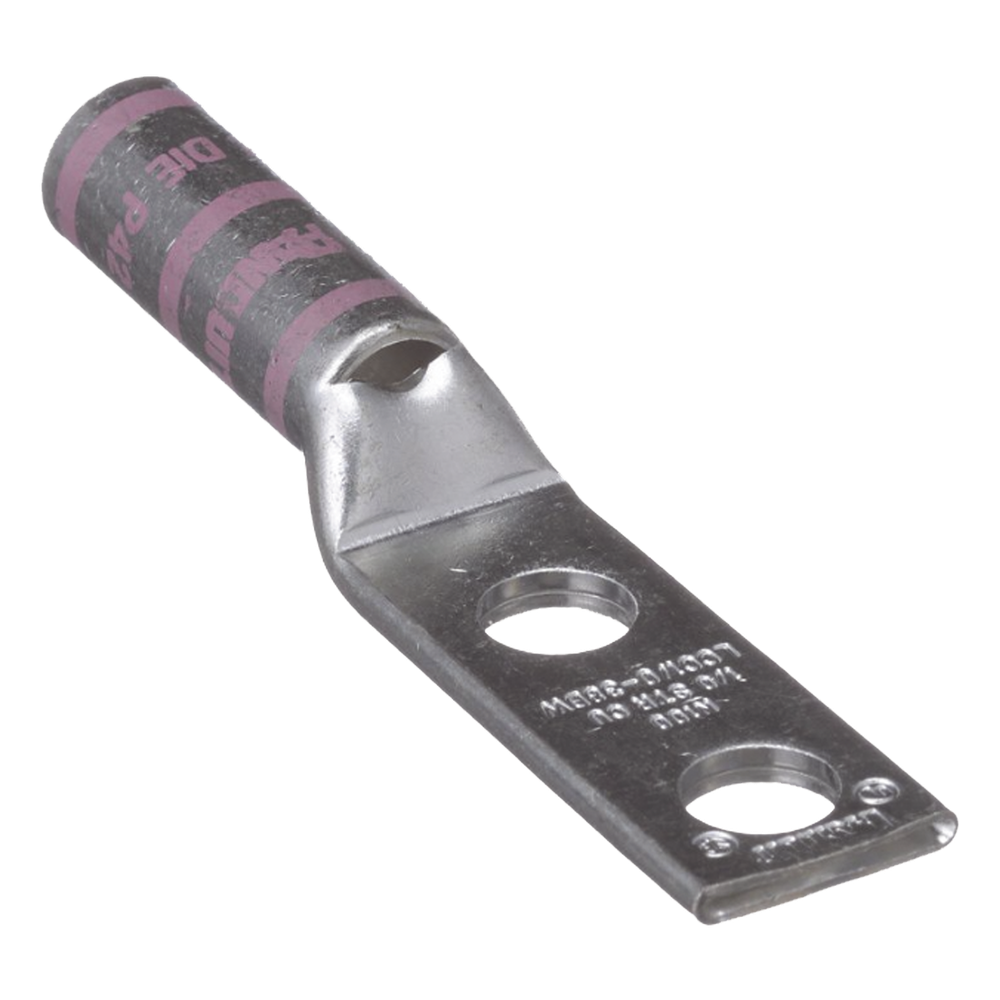 Zapata de compresión LCC1/0-38DW-X para cal. 1/0 Awg, Doble barreno para tornillo prisionero de 3/8, 1 Pz