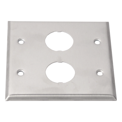 Placa de Pared Doble IndustrialNet?, Para 2 Conectores Industriales, de Acero Inoxidable