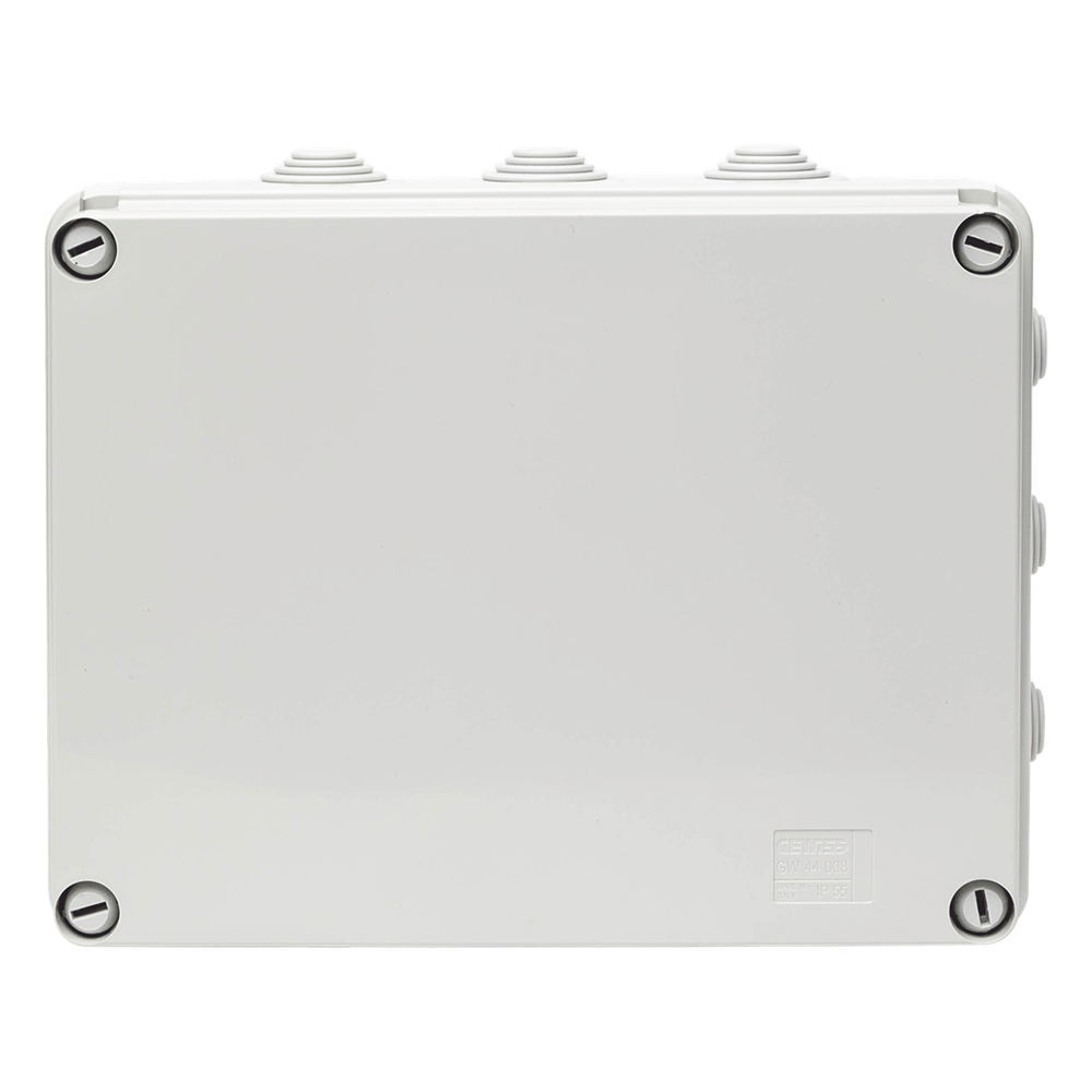 Caja Estanca de PVC Para Derivación y Conexión, 12 Entradas, Tapa Atornillada, 240x190x90 mm (Área interna), Uso Exterior IP55, Material que no
