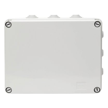 Caja Estanca de PVC Para Derivación y Conexión, 12 Entradas, Tapa Atornillada, 240x190x90 mm (Área interna), Uso Exterior IP55, Material que no