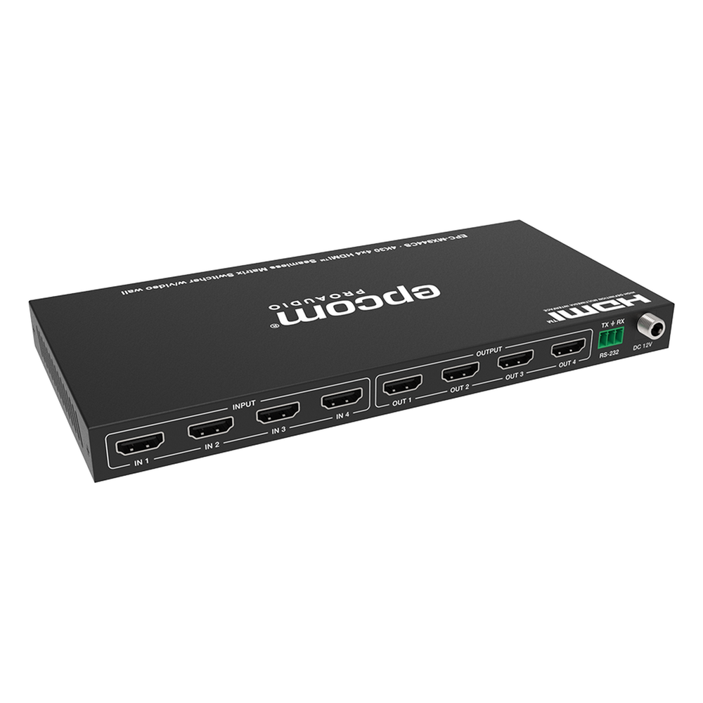 Matriz de Video HDMI 4x4 | Ancho de Banda 10.2 Gbps | Resolución 4K@30Hz | Escalado a 1080P, 720P, 1920x1200, 4K30 | Modos Matriz y Video Wall |