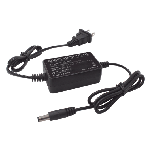 Adaptador 5 Vcc / 2A / UL / Voltaje de Entrada de 100-240 Vca / Para uso, solo en lectores biométricos de 5 Vcc de la marca ZK