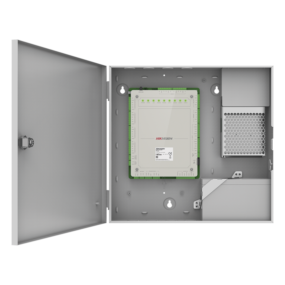 Controlador de Acceso 4 Puertas Administrable en la Nube con Hik-Connect Teams / Interfaz Web / 8 Lectores de Huella o Tarjeta / 100,000 Tarjetas
