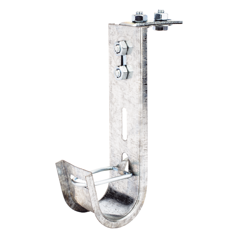 Soporte (Gancho) tipo J-Hook, hasta 14 cables Cat6, ideal para soportar cableado en los espacios de manipulación al aire, Para instalación en interior