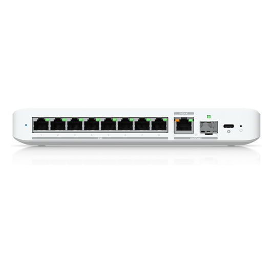 USW Flex 2.5G Switch de 8 Puertos 2.5GbE, con un Puerto de Enlace Ascendente Combinado RJ45/SFP+ de 10 GbE, Incluye Adaptador ca/cc