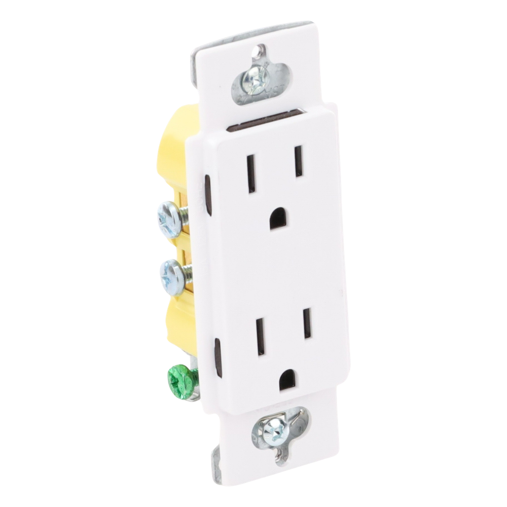 Tomacorriente dúplex Claro de 15 A, 125 V, estilo decorador de perfil delgado, color blanco