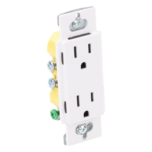 Tomacorriente dúplex Claro de 15 A, 125 V, estilo decorador de perfil delgado, color blanco