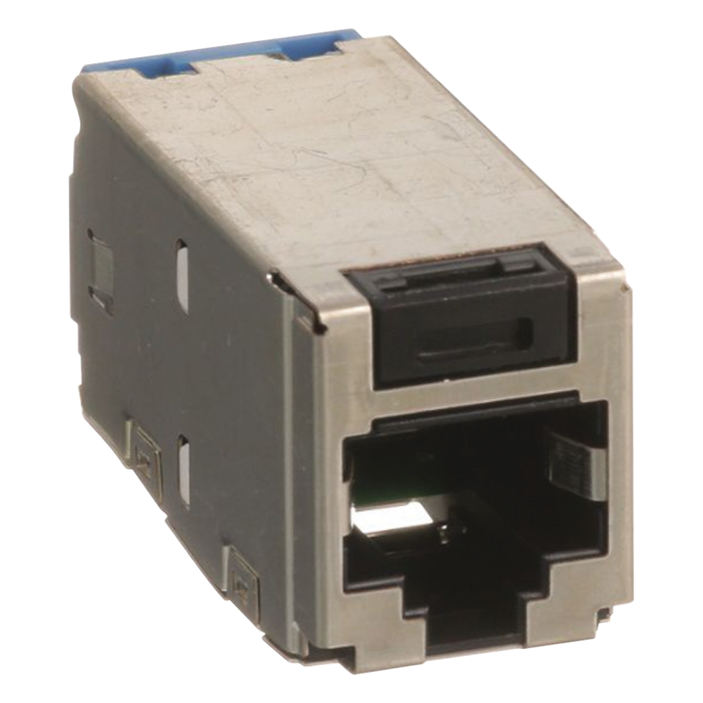 Conector Jack RJ45 Blindado, Estilo TG, Mini-Com, Categoría 6A, de 8 Posiciones y 8 Cables, Color Negro