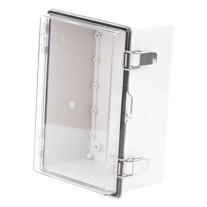 Gabinete Plástico ABS, Puerta Transparente, Uso en Intemperie IP66 (190 x 290 x 140 mm) cierre por Broche Inoxidable y Permite Cerrado con Candado y