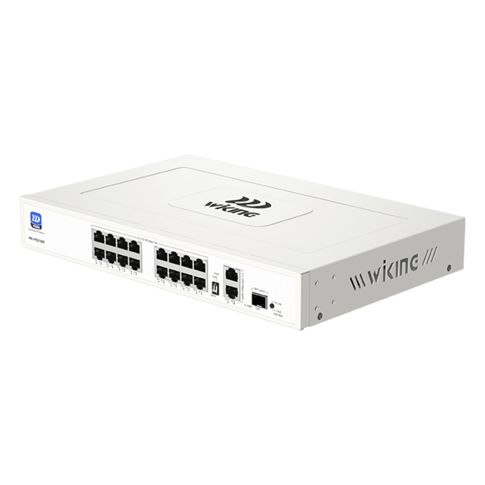 Switch no administrable PoE WI-TEK /16 Puertos 10/100 Mbps PoE af/at / 2 Puertos Uplink Gigabit / 1 Ranura SFP 1000 Mbps / Presupuesto 180 W / Puerto