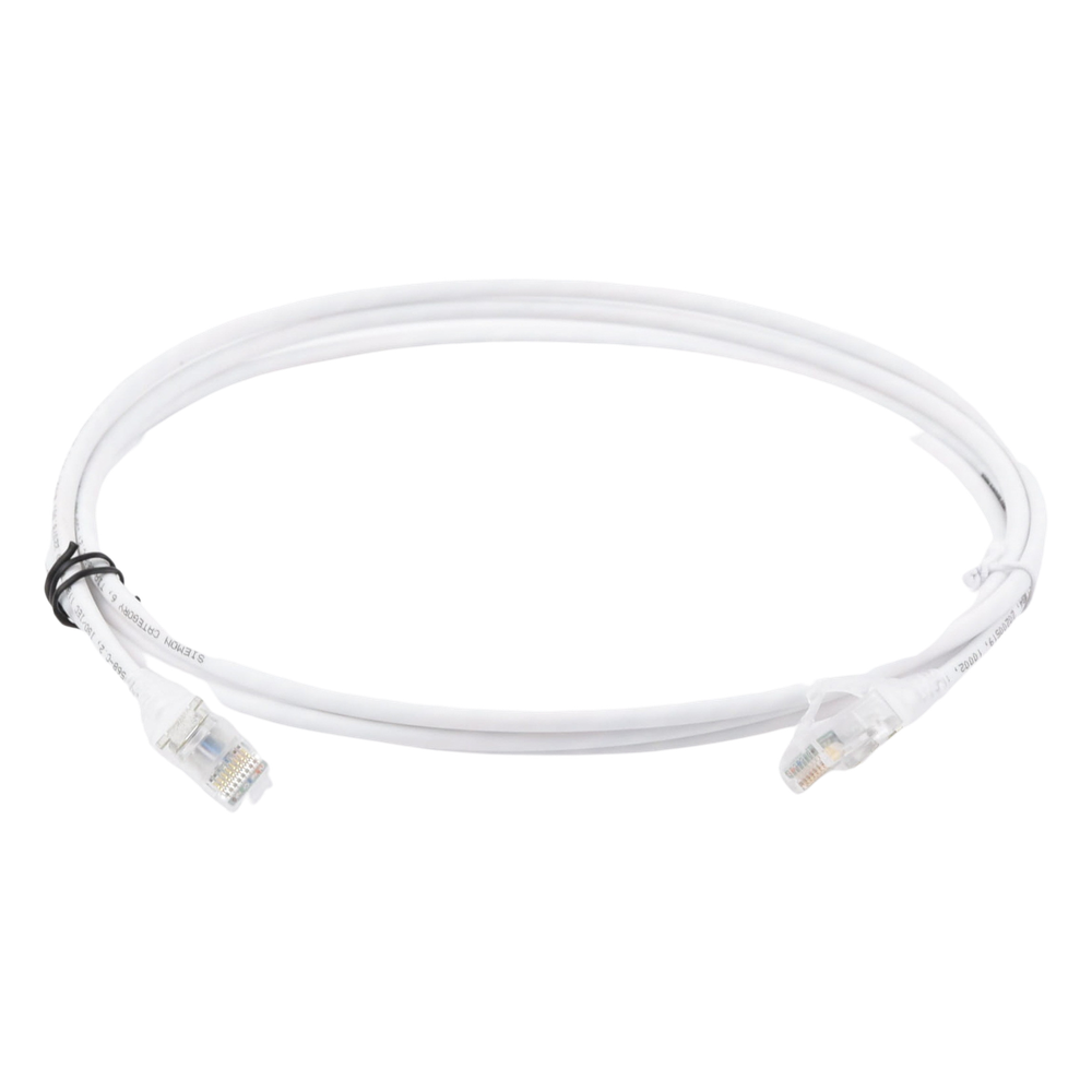 Patch Cord MC6 Modular Cat6 UTP, CM/LS0H, 2.13 Metros (7 Pies), Color Blanco, Diámetro Reducido (28AWG), Versión Bulk (Sin Empaque Individual)