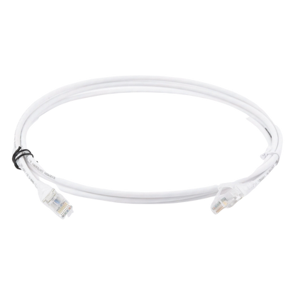 Patch Cord MC6 Modular Cat6 UTP, CM/LS0H, 2.13 Metros (7 Pies), Color Blanco, Diámetro Reducido (28AWG), Versión Bulk (Sin Empaque Individual)