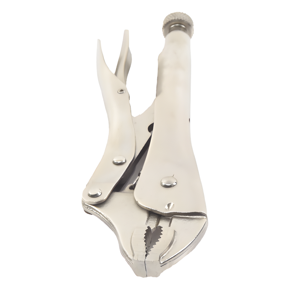 Pinza Perra Ajustable de Presión de 10”. Quijada Curva con Corta Alambre. Acero CR-V
