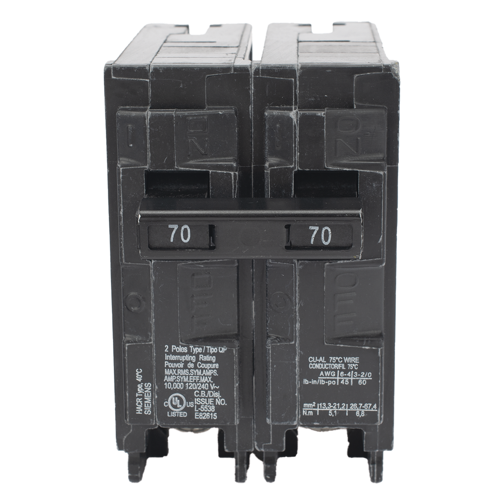 Interruptor automático enchufable tipo QP 2 polos, 70 amp