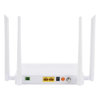 ONU Dual GPON/EPON / Wi-Fi Doble Banda 2.4 y 5 GHz / Soporta MESH / 2 Puertos Gigabit / 1 Puerto PON SC/APC / 1 puerto CATV / Hasta 1200 Mbps vía