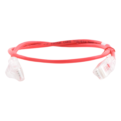 Cable de Parcheo Slim UTP Cat6A - 0.5 Metros (1.64 Pies) Rojo, Diámetro Reducido (28 AWG)