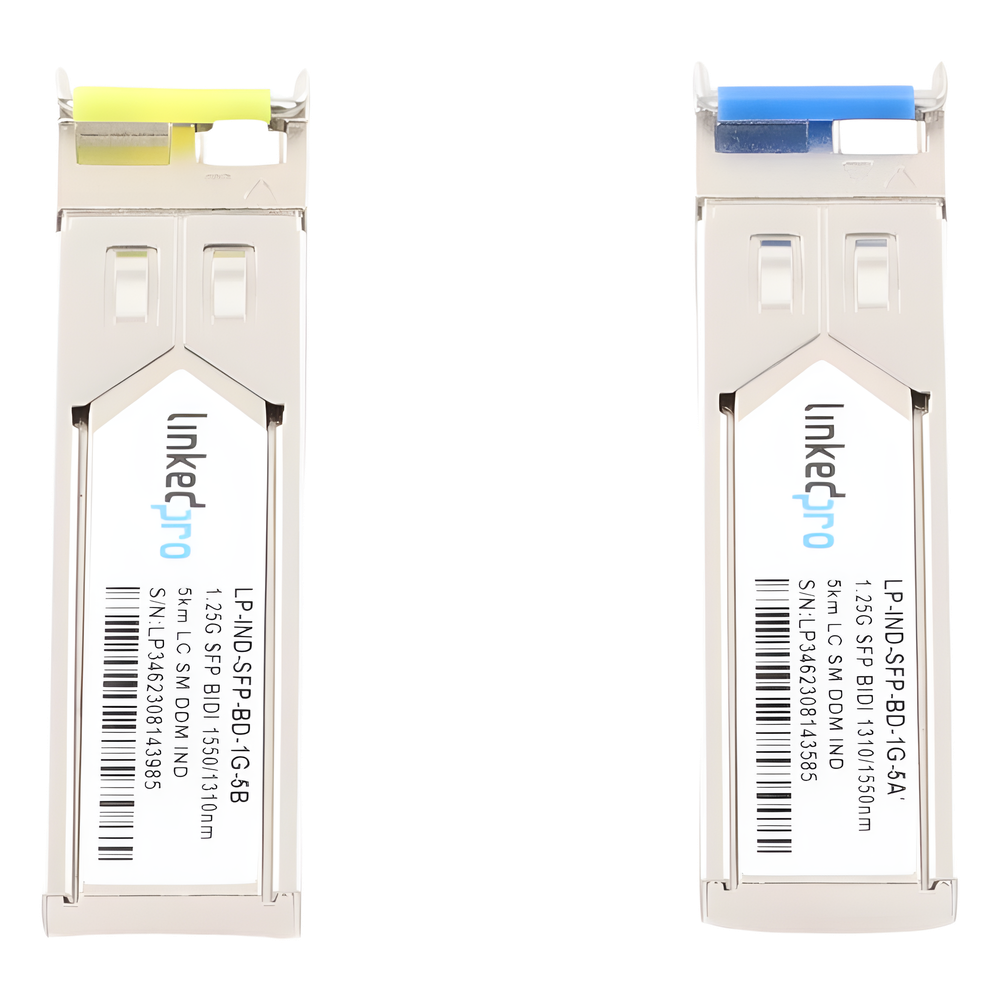 Transceptores Ópticos Industriales Bidireccionales SFP (Mini-Gbic) / Monomodo 1310 & 1550 nm / 1.25 Gbps / 1000BASE-BX / Conector LC/UPC Simplex