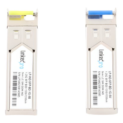 Transceptores Ópticos Industriales Bidireccionales SFP (Mini-Gbic) / Monomodo 1310 & 1550 nm / 1.25 Gbps / 1000BASE-BX / Conector LC/UPC Simplex